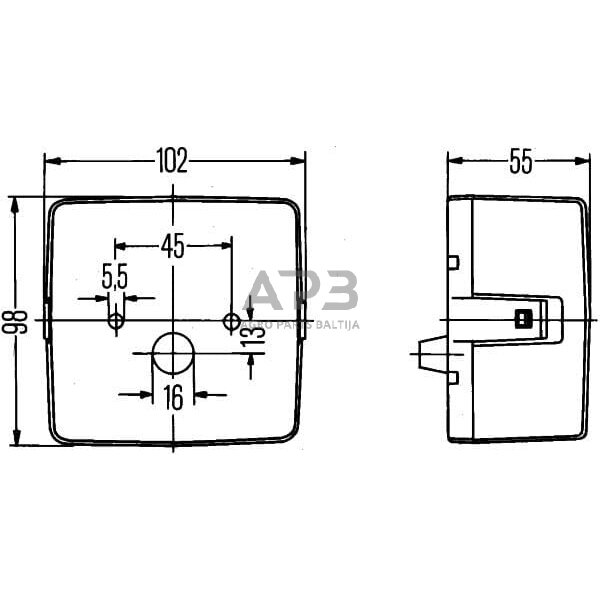 Galinis žibintas kvadratas, 12V, gintarinė/raudona, 102x55x98mm, Hella 2SE004623001 6 Galinis žibintas kvadratas, 12V, gintarinė/raudona, 102x55x98mm, Hella 2SE004623001 6
