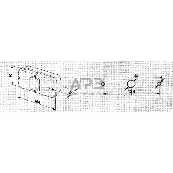 Galinis žibintas stačiakampis, 12V, raudona/gintarinė, 184x76mm AMP kištukas, Cobo 02430000 2