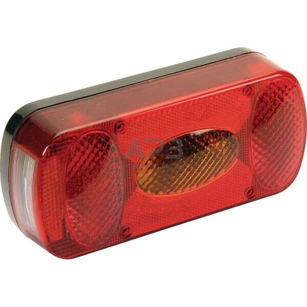 Galinis žibintas stačiakampis, 12V, raudona/gintarinė, 218 mm Aspöck 243000157