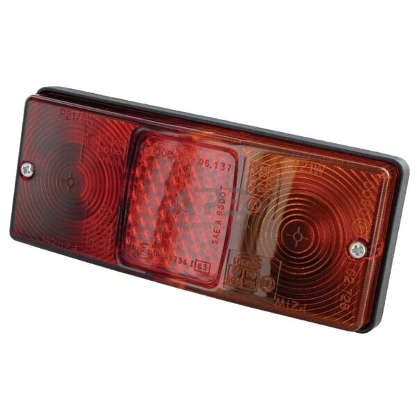 Galinis žibintas stačiakampis, raudona/gintarinė, 160x67mm AMP kištukas, Cobo 027280000