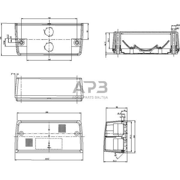 Galinis žibintas stačiakampis, raudona/gintarinė, 220x104mm, Cobo 0213990000 2 Galinis žibintas stačiakampis, raudona/gintarinė, 220x104mm, Cobo 0213990000 2