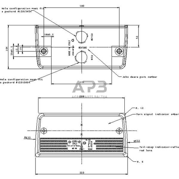 Galinis žibintas stačiakampis, raudona/gintarinė, 220x104mm, Cobo 02780000 2 Galinis žibintas stačiakampis, raudona/gintarinė, 220x104mm, Cobo 02780000 2