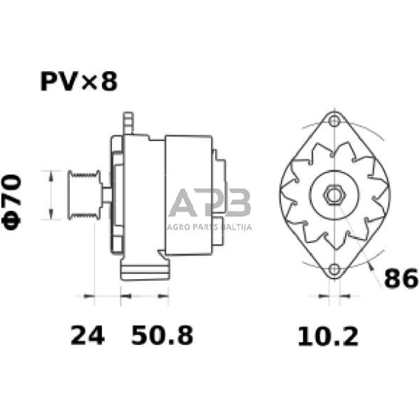 Generatorius Mahle 14V 120A MG1046 1 Generatorius Mahle 14V 120A MG1046 1