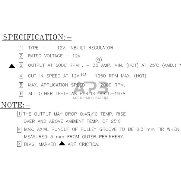 Generatorius gopart 14V 35A ALT1429GP 6 Generatorius gopart 14V 35A ALT1429GP 6