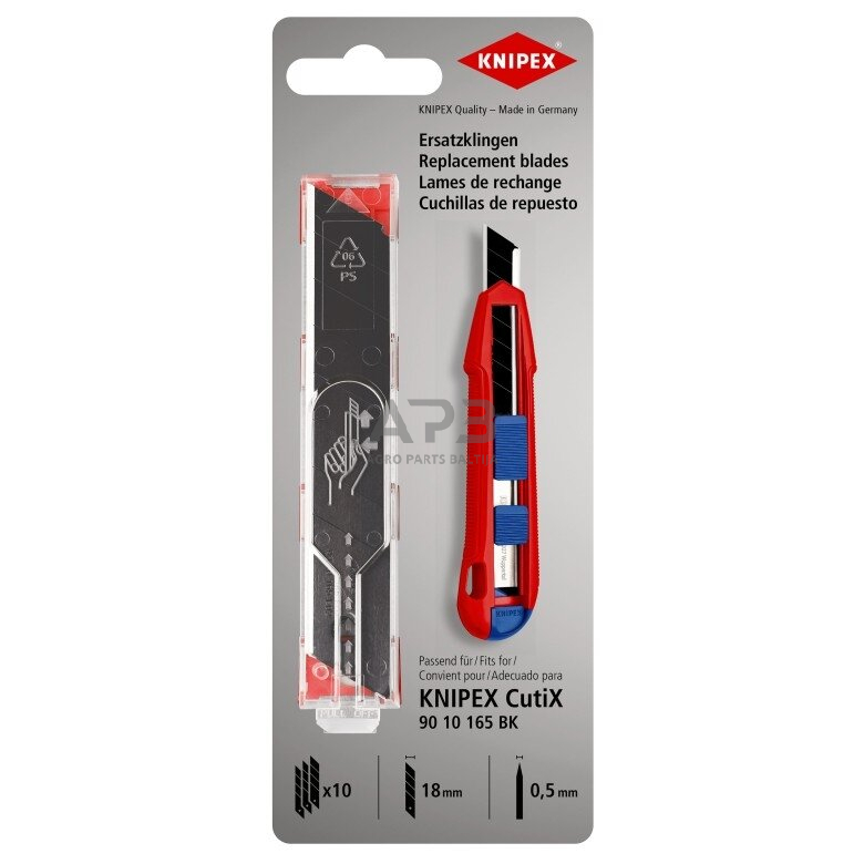 Geležtė nulaužiama peiliui 18mm (10vnt) KNIPEX Geležtė nulaužiama peiliui 18mm (10vnt) KNIPEX
