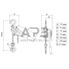Grandininė gervė su svertu 0.5t