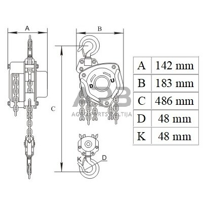 Grandininė gervė 3t 2 Grandininė gervė 3t 2