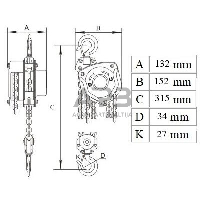 Grandininė gervė 0.5t 2 Grandininė gervė 0.5t 2