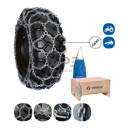 Grandinės ratams. Komplekte dvi grandinės. Padangos matmenys 300/80-24 Nokian TRI2 Grandinės ratams. Komplekte dvi grandinės. Padangos matmenys 300/80-24 Nokian TRI2