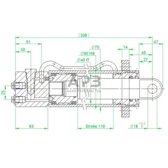 Hidraulinis cilindras greito paleidimo D4060110CWV3 2