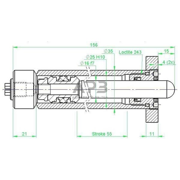 Hidraulinis cilindras greito paleidimo D162555CW0 2 Hidraulinis cilindras greito paleidimo D162555CW0 2