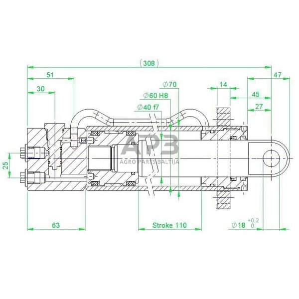 Hidraulinis cilindras greito paleidimo D4060110CWV3 2