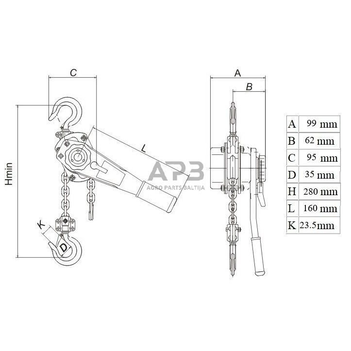 Grandininė gervė su svertu 0.5t 1