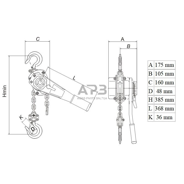 Grandininė gervė su svertu 2t 2