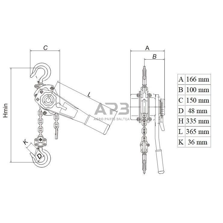 Grandininė gervė su svertu 1.5t 2