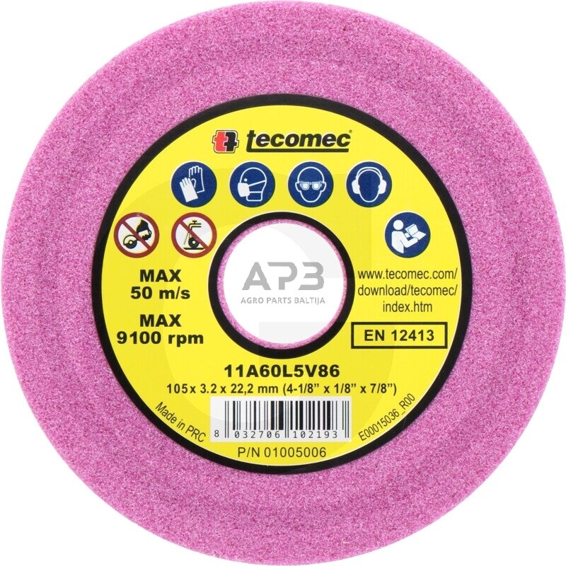 Grandinių galandinimo diskas Tecomec 105,00 x 22,20 x 4,70 mm Grandinių galandinimo diskas Tecomec 105,00 x 22,20 x 4,70 mm