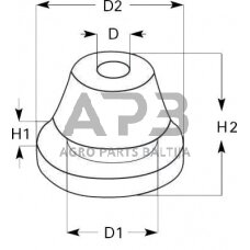 Guminė korpusinė įvorė 2x6x1.5mm KB2302