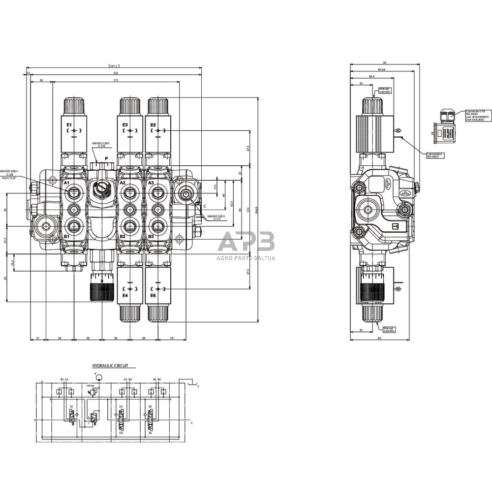 Hidraulinis skirstytuvas 12V, SD63EVP312V 1