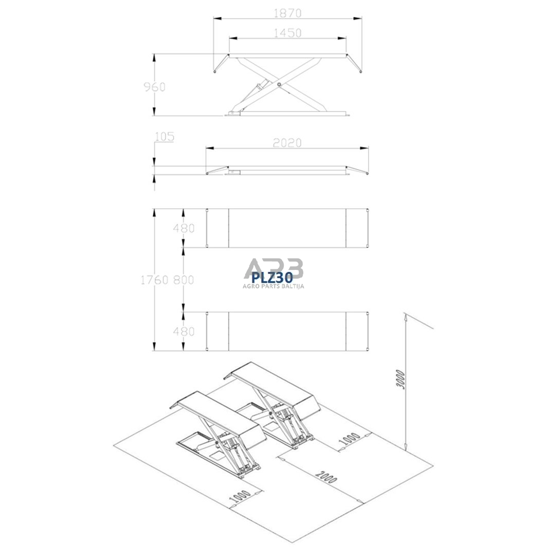 Hidraulinis keltuvas žirklinis, 3.0t 1