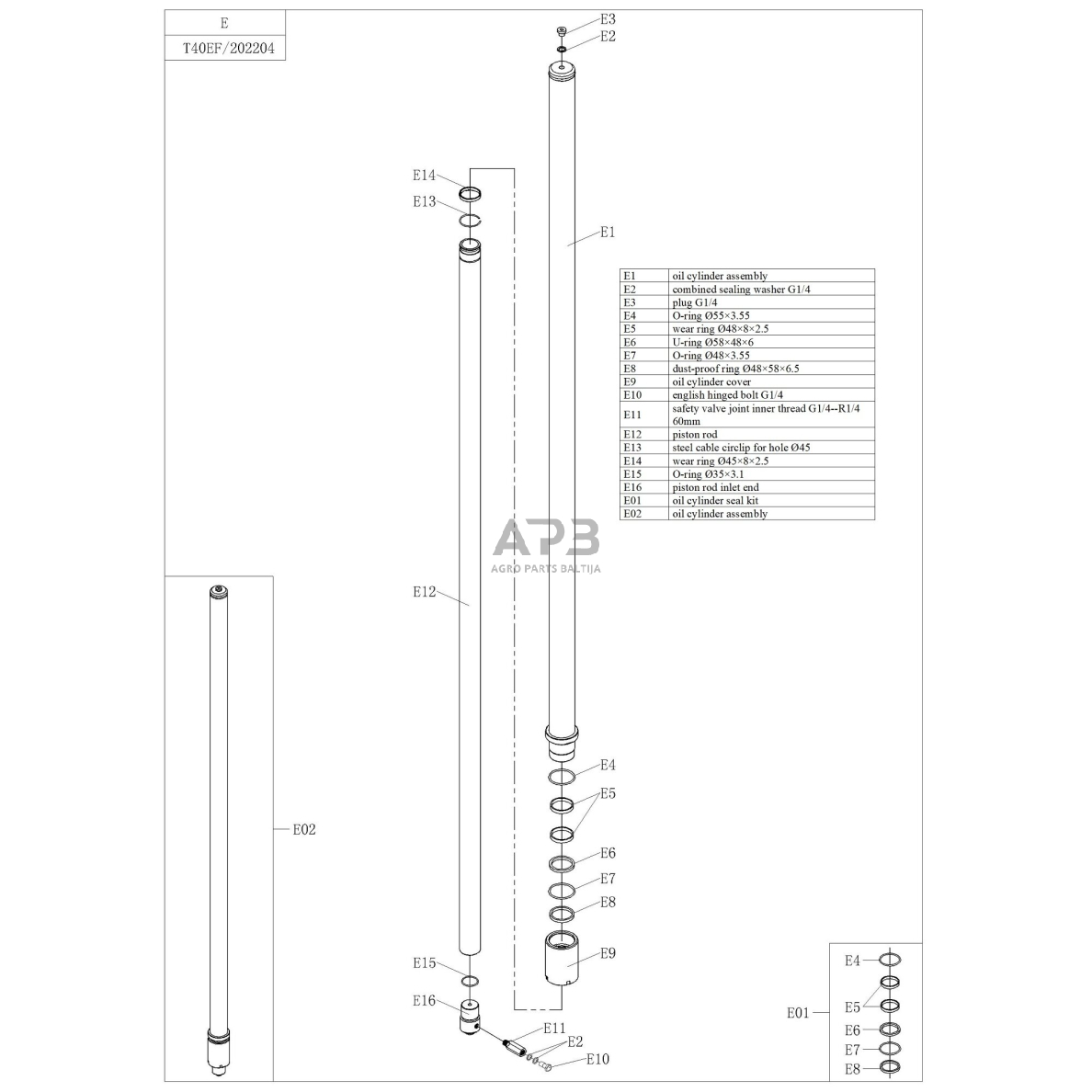 Hidr. keltuvo 4.0t PL4.0-EF ats. tarpinių rink. (10vnt) 1 Hidr. keltuvo 4.0t PL4.0-EF ats. tarpinių rink. (10vnt) 1