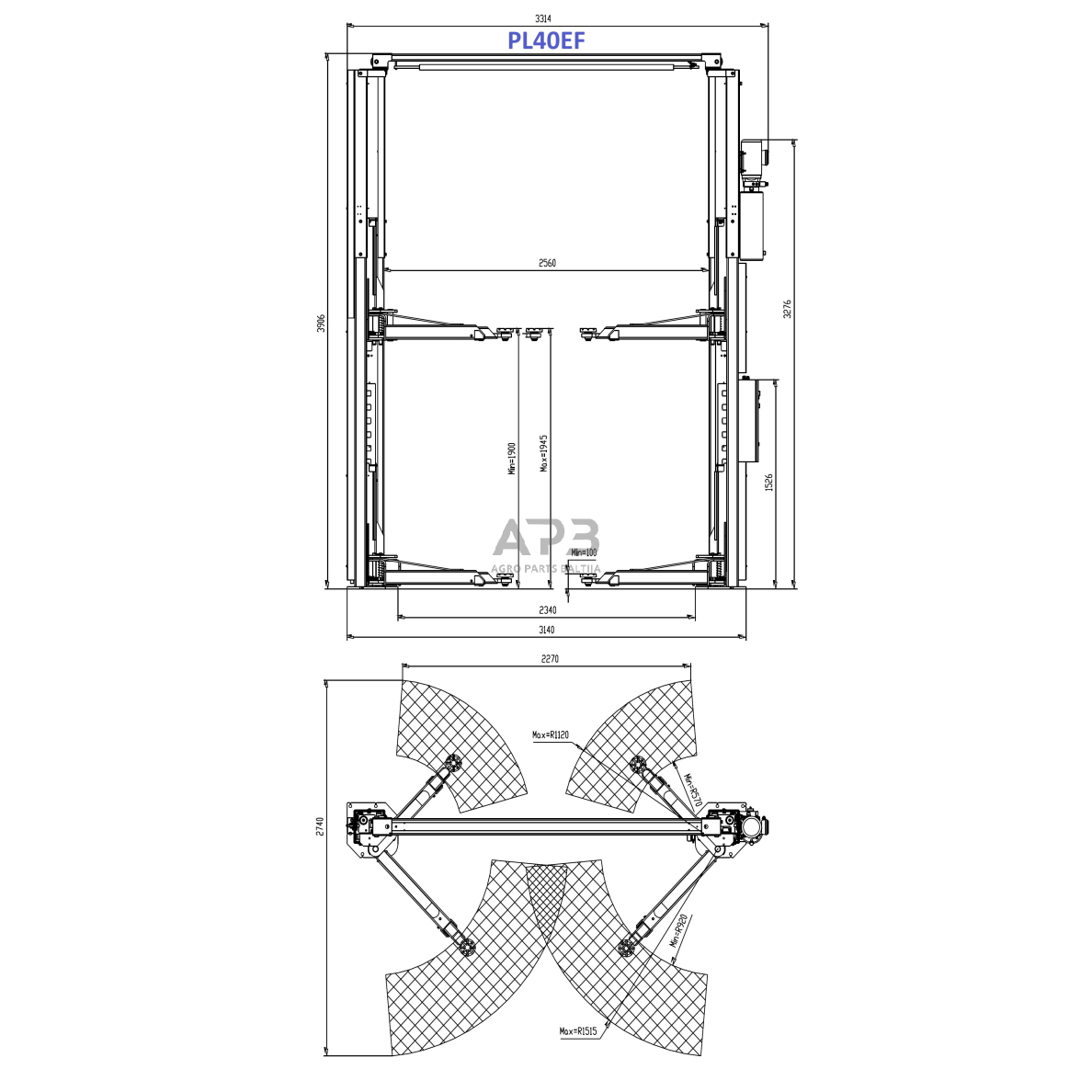 Hidraulinis dviejų kolonų keltuvas su elektromagnetiniu fiksavimu, 4.0t 1
