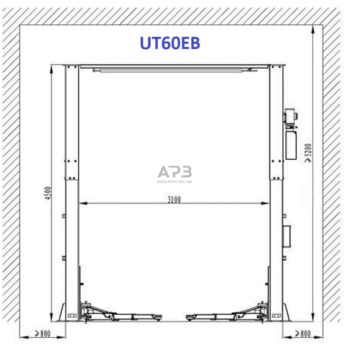 Hidraulinis dviejų kolonų keltuvas su elektromagnetiniu fiksavimu, 6.0t 3