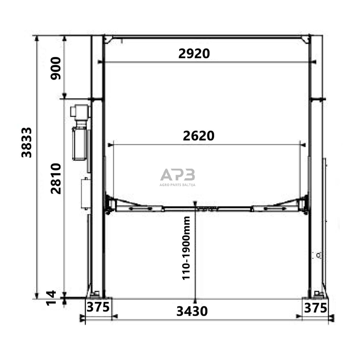 Hidraulinis keltuvas 4t (aut.f) (sinch.v.) H3833mm 380V 1 Hidraulinis keltuvas 4t (aut.f) (sinch.v.) H3833mm 380V 1