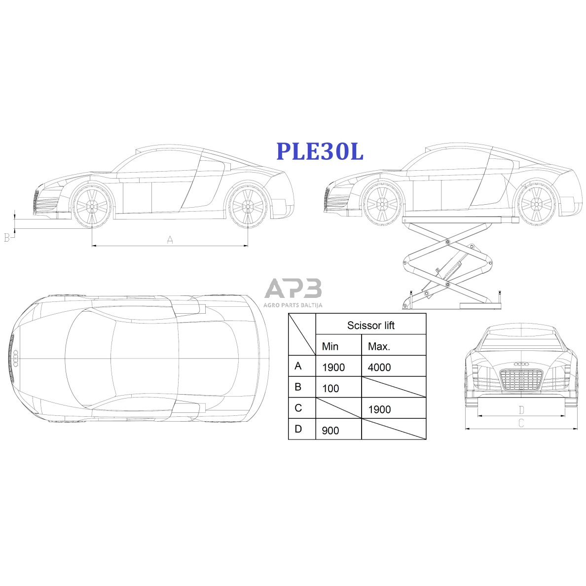 Hidraulinis keltuvas žirklinis 3t 380V 2