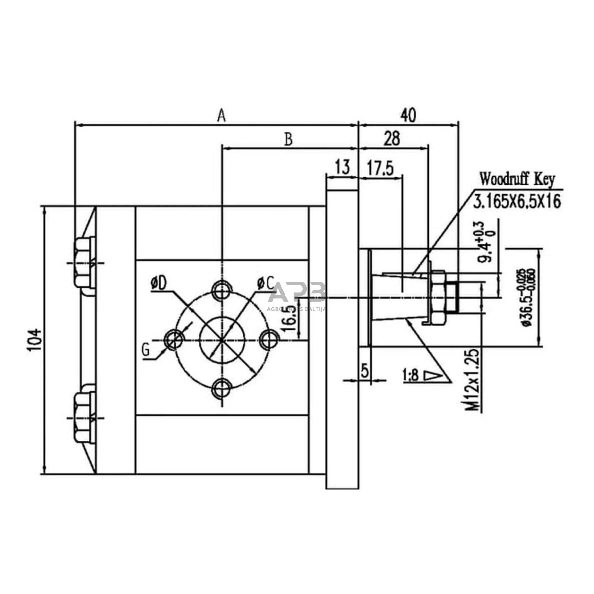 Hidraulinis siurblys gopart GP208D3030C18EGP 1