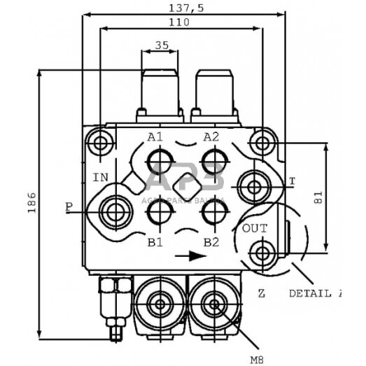 Hidraulinis skirstytuvas SD 5 – 2 sekcijų, 18-5PY13QNL-AET, SD52017 1 Hidraulinis skirstytuvas SD 5 – 2 sekcijų, 18-5PY13QNL-AET, SD52017 1