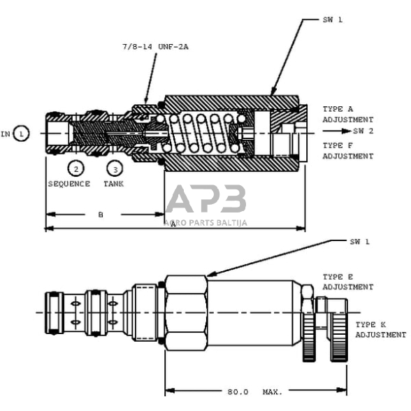 Hidraulinės sistemos vožtuvas CP2408B0ED 2 Hidraulinės sistemos vožtuvas CP2408B0ED 2