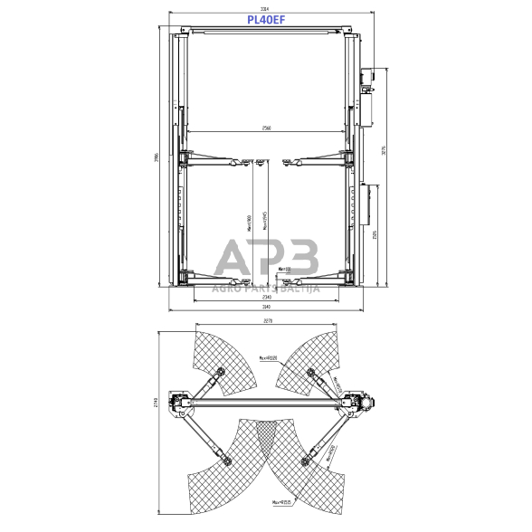 Hidraulinis dviejų kolonų keltuvas su elektromagnetiniu fiksavimu, 4.0t 1 Hidraulinis dviejų kolonų keltuvas su elektromagnetiniu fiksavimu, 4.0t 1