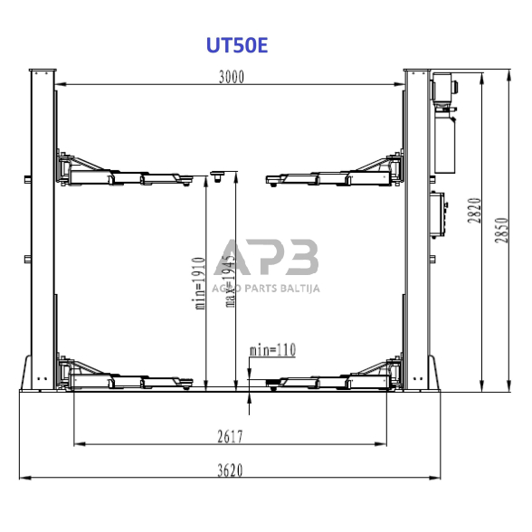 Hidraulinis dviejų kolonų keltuvas su elektromagnetiniu fiksavimu, 5.0t 2 Hidraulinis dviejų kolonų keltuvas su elektromagnetiniu fiksavimu, 5.0t 2