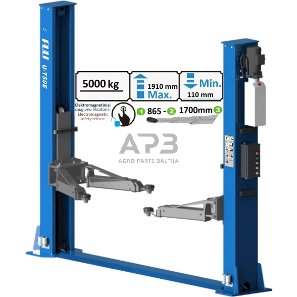 Hidraulinis dviejų kolonų keltuvas su elektromagnetiniu fiksavimu, 5.0t Hidraulinis dviejų kolonų keltuvas su elektromagnetiniu fiksavimu, 5.0t
