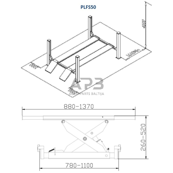 Hidraulinis keltuvas 4 kolonų su papildomu kėlikliu 5t 3 Hidraulinis keltuvas 4 kolonų su papildomu kėlikliu 5t 3