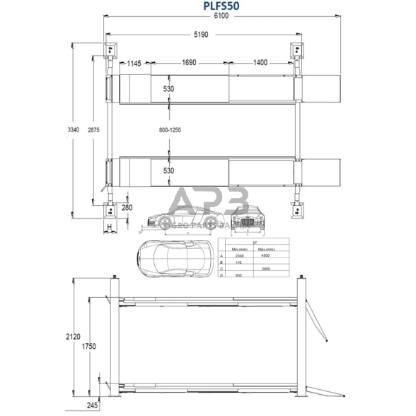 Hidraulinis keltuvas 4 kolonų su papildomu kėlikliu 5t 1 Hidraulinis keltuvas 4 kolonų su papildomu kėlikliu 5t 1