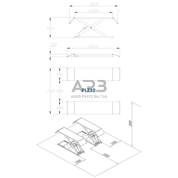 Hidraulinis keltuvas žirklinis, 3.0t 1 Hidraulinis keltuvas žirklinis, 3.0t 1