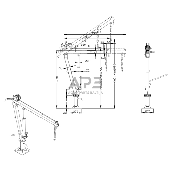 Hidraulinis kranas 0.9t su rankine gerve 1 Hidraulinis kranas 0.9t su rankine gerve 1