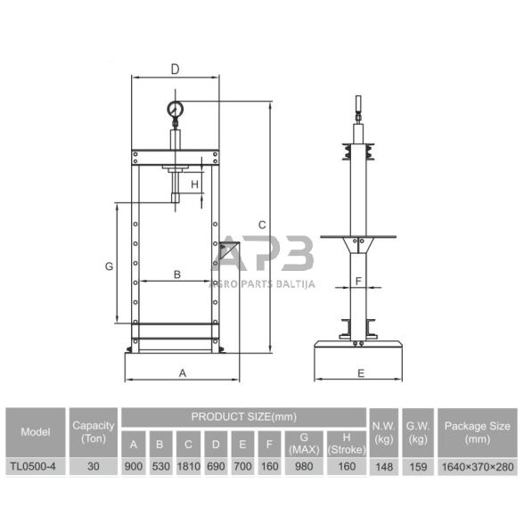 Hidraulinis presas su manometru 30t 1 Hidraulinis presas su manometru 30t 1