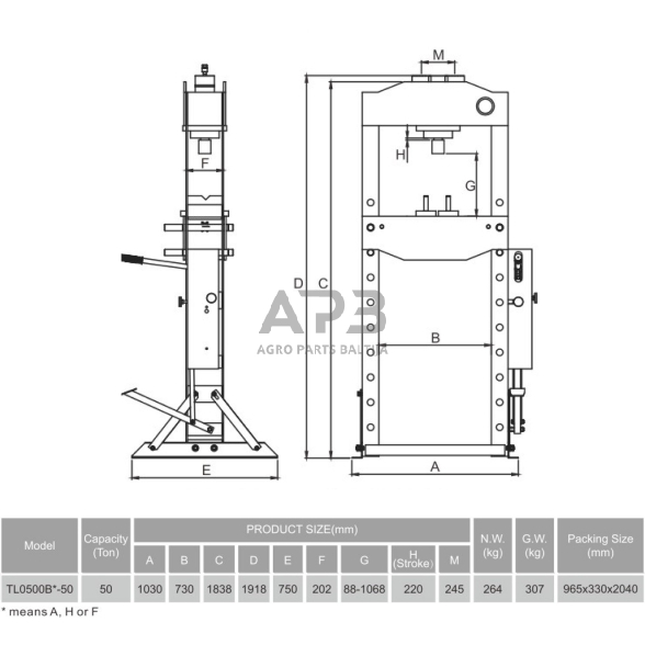 Hidraulinis presas su manometru 50t, kojinis 1 Hidraulinis presas su manometru 50t, kojinis 1