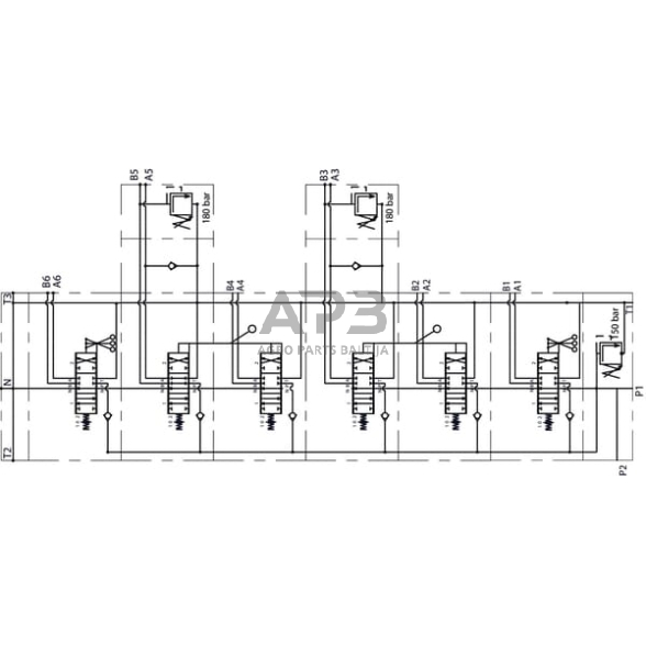 Hidraulinis skirstytuvas 6 sekcijų MBVA6001 3 Hidraulinis skirstytuvas 6 sekcijų MBVA6001 3