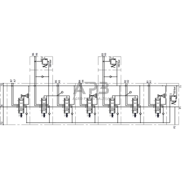 Hidraulinis skirstytuvas 7 sekcijų, MBVA7001 4 Hidraulinis skirstytuvas 7 sekcijų, MBVA7001 4