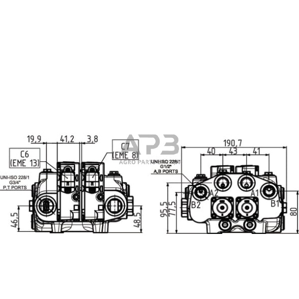 Hidraulinis skirstytuvo komplektas AE 12VDC, SDM1222002KIT 1 Hidraulinis skirstytuvo komplektas AE 12VDC, SDM1222002KIT 1