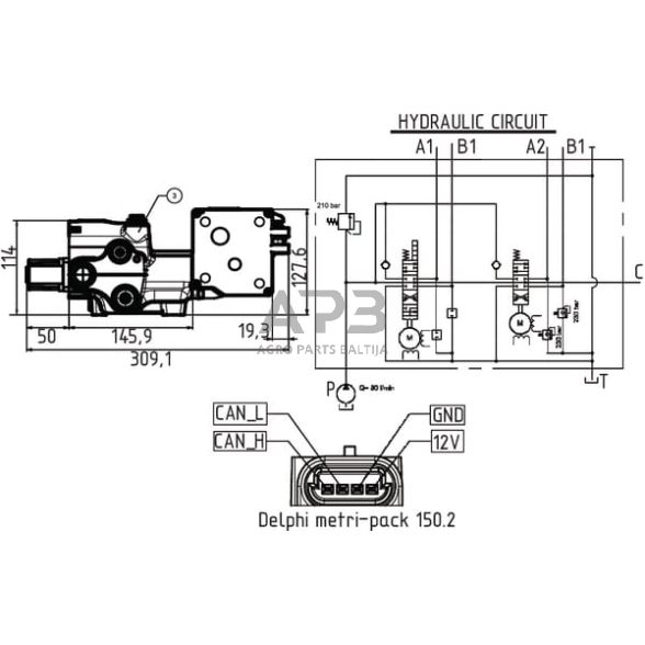 Hidraulinis skirstytuvo komplektas AE 12VDC, SDM1222002KIT 2 Hidraulinis skirstytuvo komplektas AE 12VDC, SDM1222002KIT 2