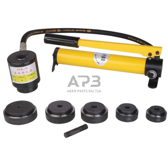 Hidraulinis skylių pramušėjas 15t 63-114mm Hidraulinis skylių pramušėjas 15t 63-114mm