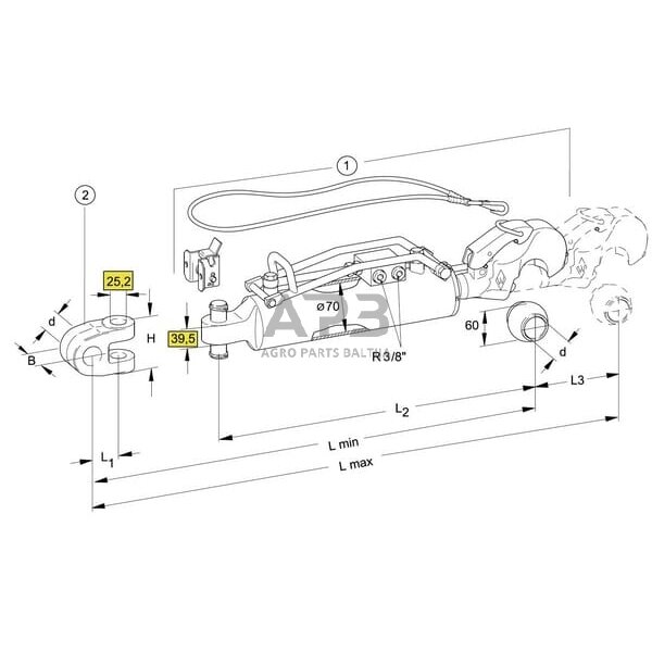 Hidraulinė centrinė traukė toplink Ø70 mm Walterscheid 309537 2