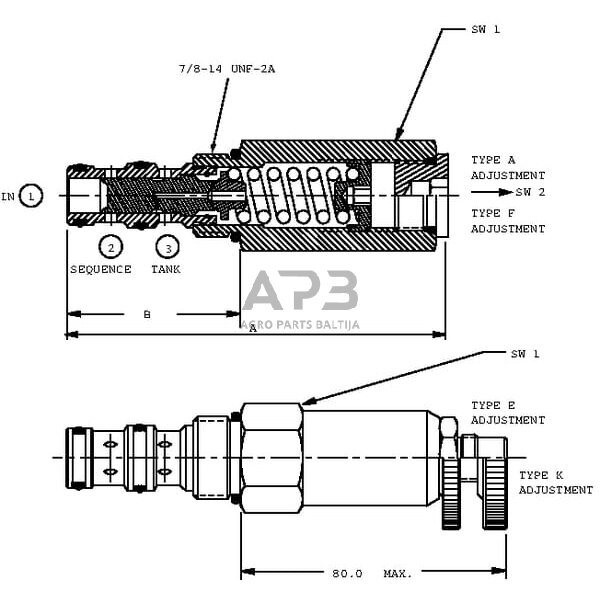 Hidraulinės sistemos vožtuvas CP2408B0ED 2