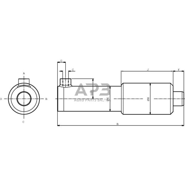 Vienpusis hidraulinis cilindras EPL50300C 1 Vienpusis hidraulinis cilindras EPL50300C 1