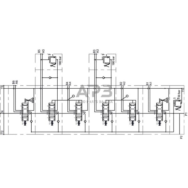 Hidraulinis skirstytuvas 6 sekcijų MBVA6001 3 Hidraulinis skirstytuvas 6 sekcijų MBVA6001 3