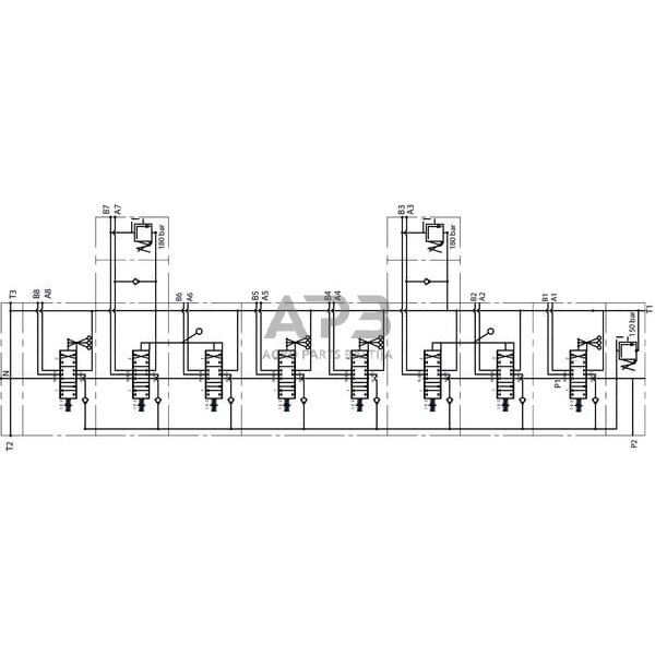Hidraulinis skirstytuvas 8 sekcijų MBVA8001 4 Hidraulinis skirstytuvas 8 sekcijų MBVA8001 4